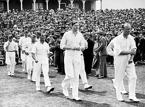 Des joueurs de cricket marchent sur un terrain