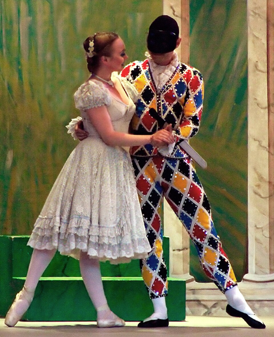 Arlequin et Colombine du théâtre de mime de Copenhague, Danemark