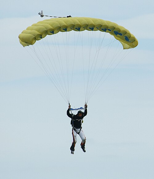 Parachute qui est un véritable kite, avec un rapport portance/traînée positif