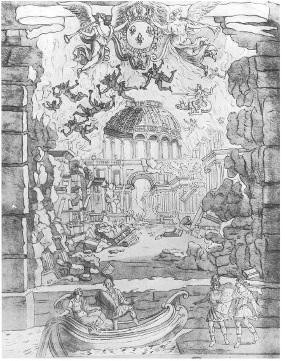 Bérain, décor de l'opéra Amadis de Jean-Baptiste Lully (1684)