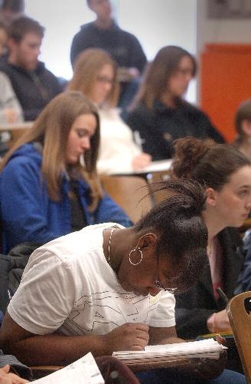Des étudiants prennent des notes dans une salle de classe