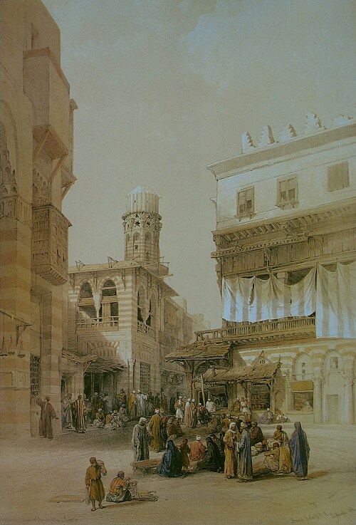 Le bazar des chaudronniers au Caire par David Roberts, 1838