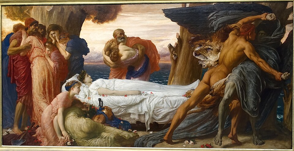 Hercule aux prises avec la Mort pour le corps d'Alceste, par Frederic Lord Leighton, Angleterre (vers 1869-1871)