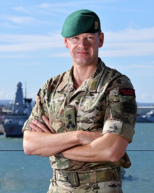 Un brigadier des Royal Marines portant le MultiCam au quartier général du commandement de la marine, 2021