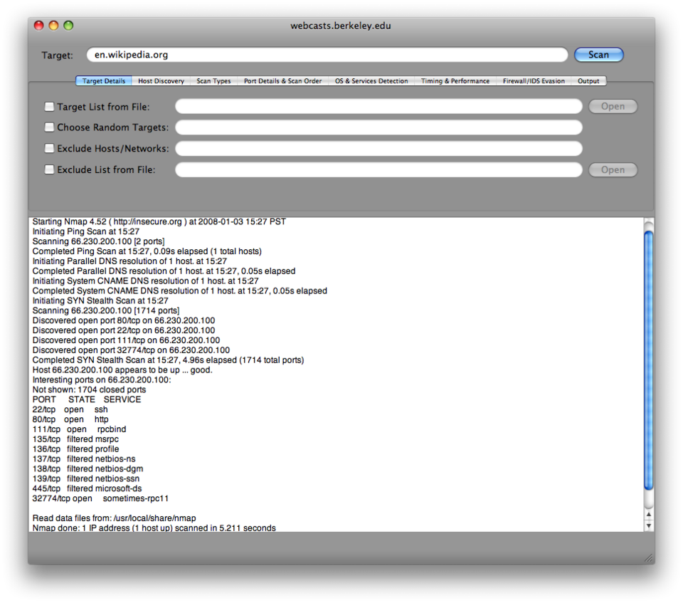 XNmap, une interface graphique pour Mac OS X