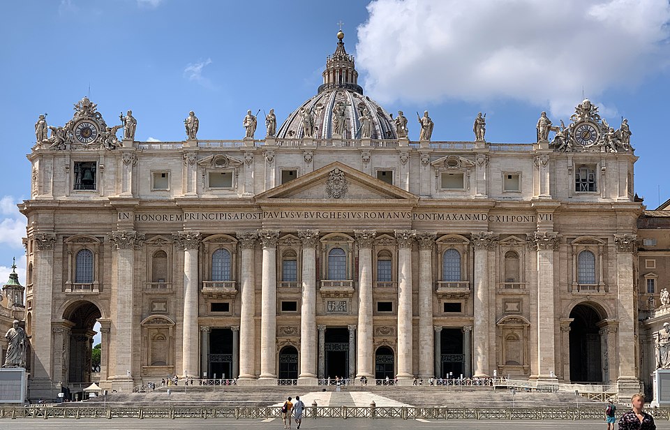 St. Peter's Basilica, Rome, by Donato Bramante, Michelangelo, Carlo Maderno and others, completed in 1615