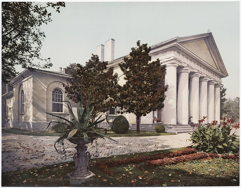 Photochromie d'Arlington House, le mémorial Robert E. Lee, au cimetière national d'Arlington, en Virginie, aux États-Unis, vers 1897-1924 (Detroit Photographic Company)