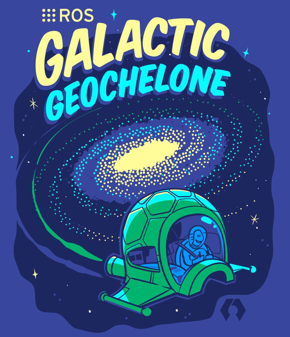 L'affiche de sortie de ROS 2 Galactic Geochelone.