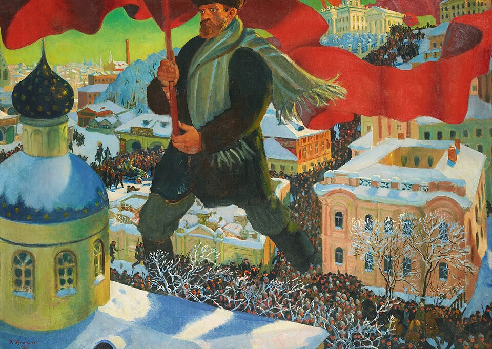Drapeau rouge des bolcheviks, par Boris Kustodiev (1920)