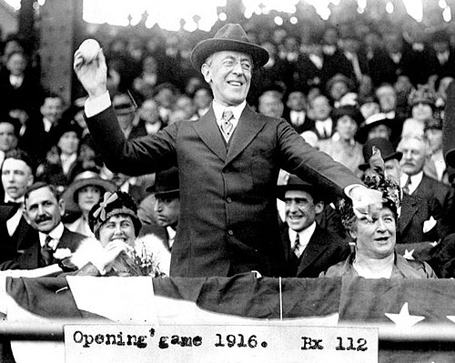 Woodrow Wilson ouvre la saison au stade Griffith, le 20 avril 1916