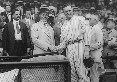 Calvin Coolidge rencontre le lanceur Walter Johnson, le 18 juin 1925