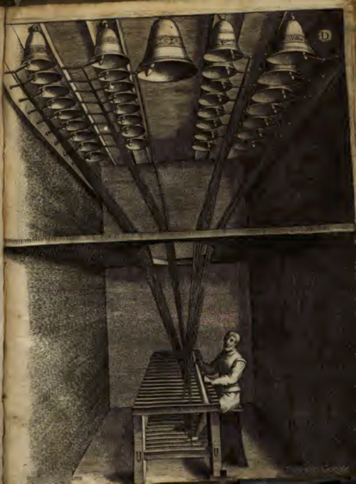 Dessin d'un homme jouant du carillon.