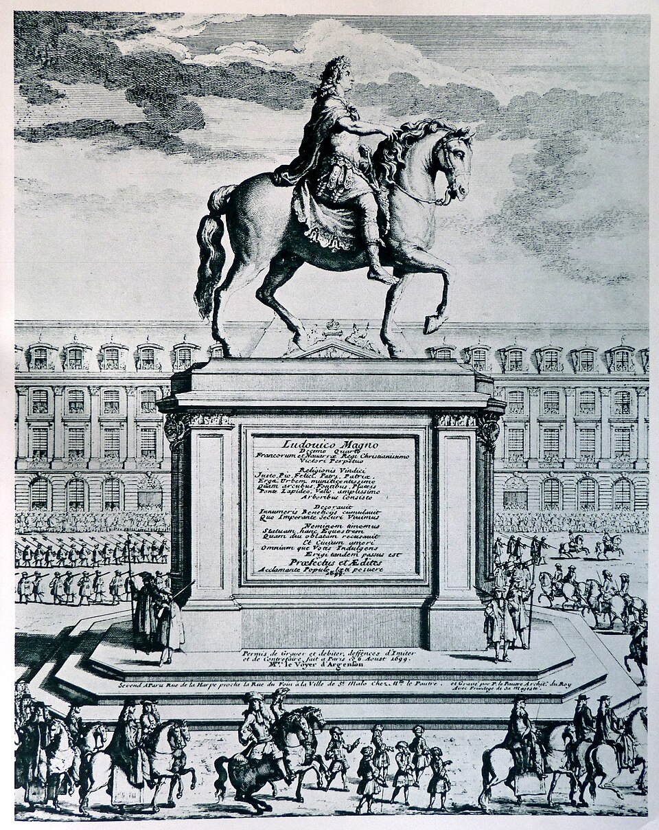 Monument à Louis XIV place Vendôme (1692), détruit en 1789-1792