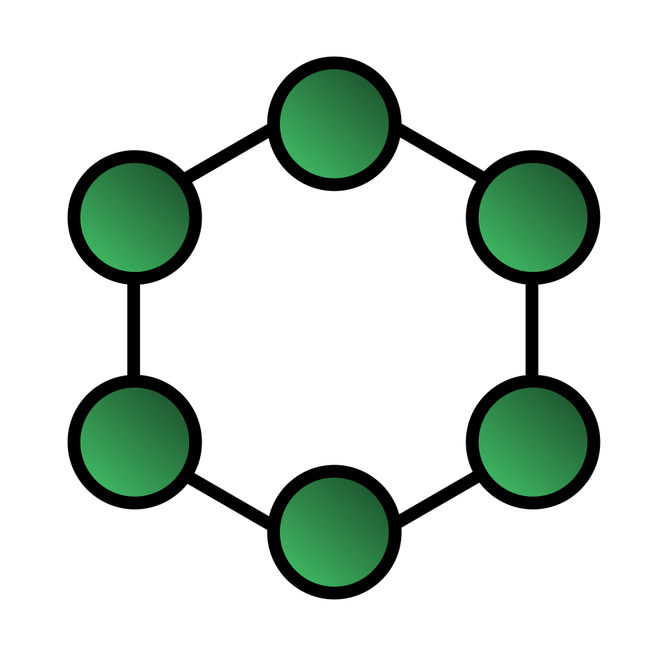 L'anneau à 6 nœuds du graphe a une connectivité de 2 ou un niveau 2 de cohésion structurelle car la suppression de deux nœuds est nécessaire pour le déconnecter.