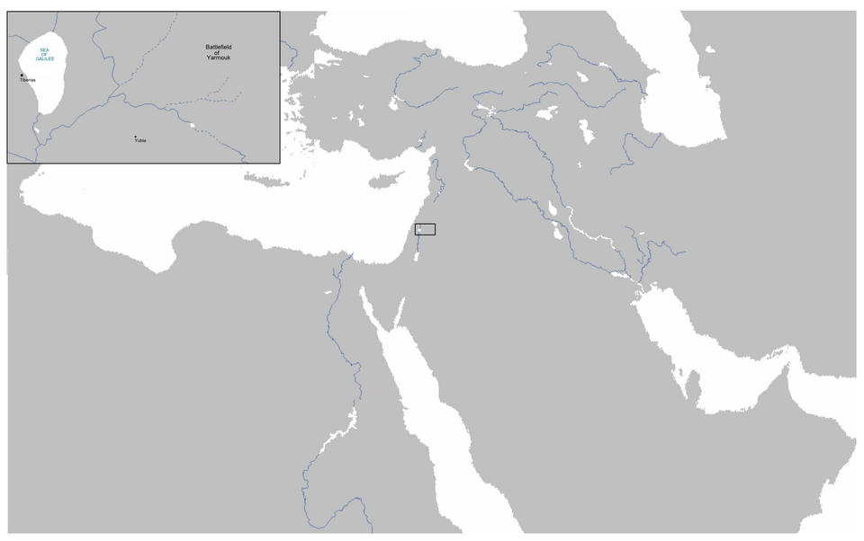 carte détaillant le champ de bataille de Yarmouk