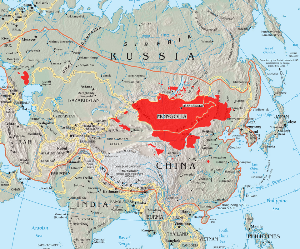 Carte de l'Asie