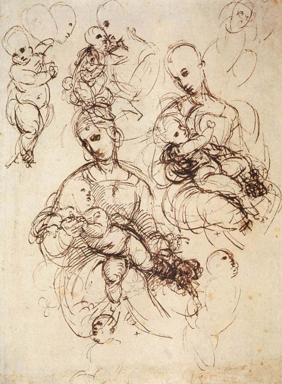 Élaboration de la composition d'une Vierge à l'Enfant