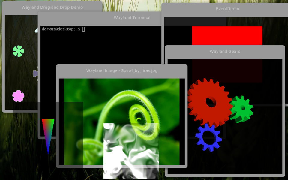 Windows sur un exemple de compositeur Wayland