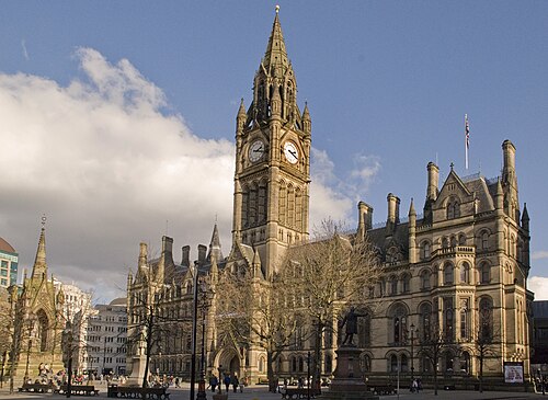 Hôtel de ville de Manchester, Angleterre : 1868-1877