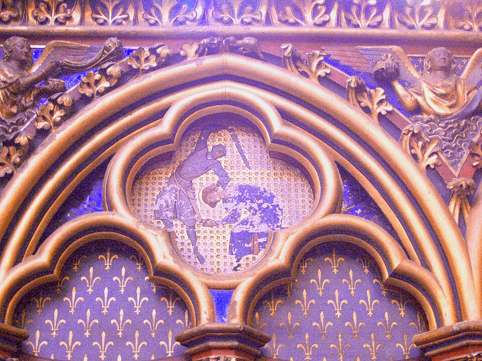 Peinture quadrilobée représentant le martyre d'un apôtre, chapelle supérieure (restitution du décor du XIIIe siècle, XIXe siècle)