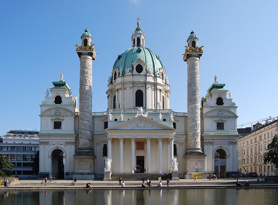 Extérieur de la Karlskirche, Vienne, par Johann Bernhard Fischer von Erlach, 1715-1737