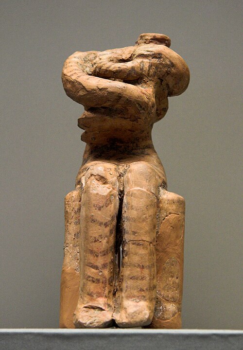 Figurine féminine d'une femme tenant un bébé, Sesklo, Néolithique, 4 800-4 500 av. J.-C.