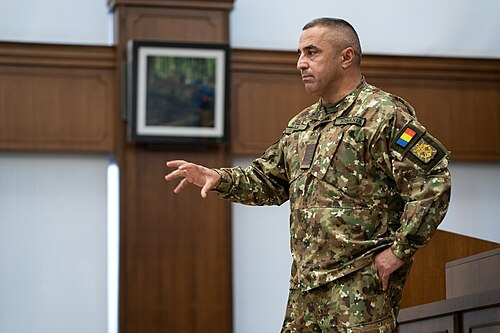 Le sergent major Florea Sas porte un uniforme de camouflage M2017