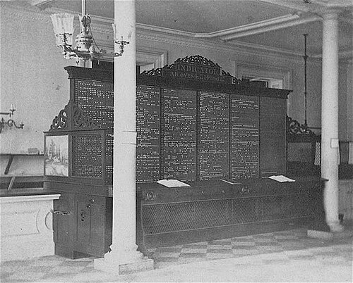Indicateur du hall inférieur, bâtiment Kirby, rue Boylston, 1858–1895