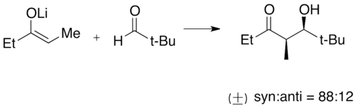 Exemple de réaction aldolique avec l'énolate de lithium