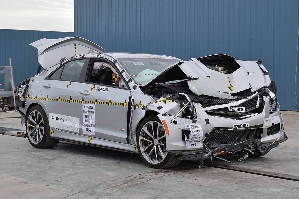 Test de collision frontale pleine largeur d'une Cadillac ATS-V 2017