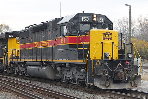 L'Iowa Interstate Railroad est un exemple typique de chemin de fer régional de classe II dans l'Iowa, le Nebraska et l'Illinois. Sur la photo, une locomotive de l'Iowa Interstate Railroad.