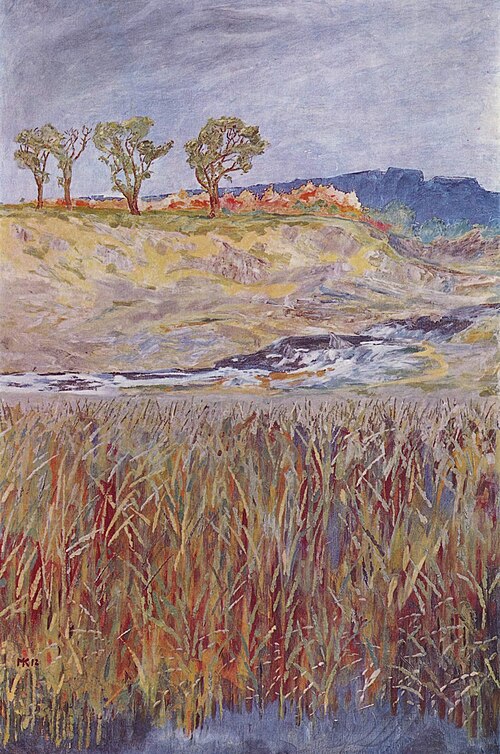 Paysage sur l'Unstrut (1912), huile sur toile, 192 x 126 cm (75,5 x 49,6 po), Lindenau-Museum, Altenburg, Allemagne
