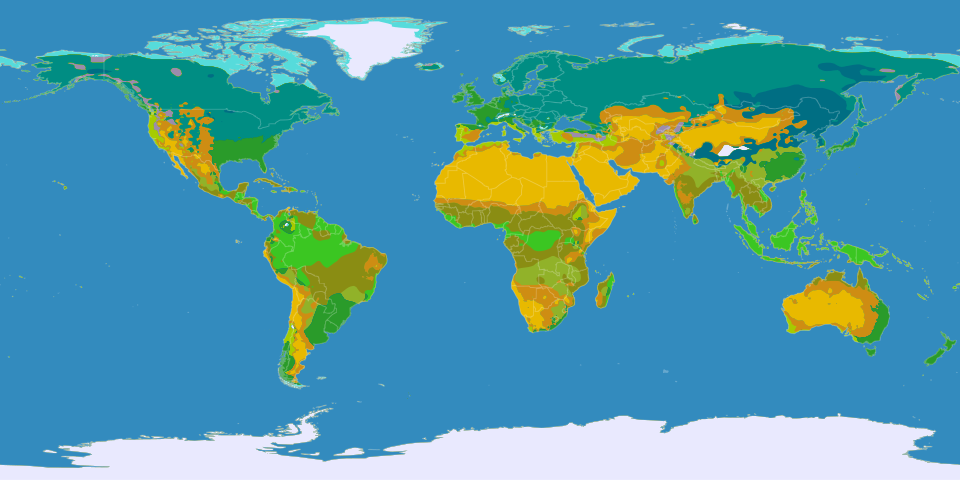 Carte du monde interactive (avec classification climatique)