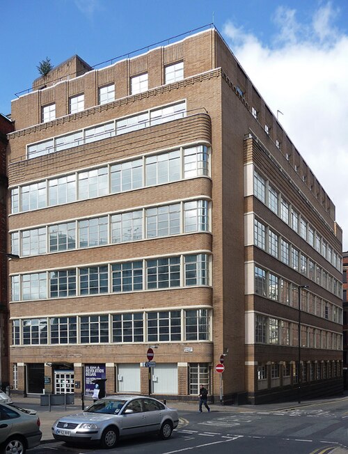 Bâtiment de 1936 à Manchester dans le style moderniste néerlandais en briques