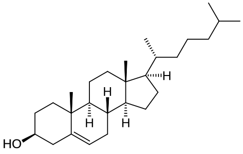 Le cholestérol, un autre produit naturel terpénique, en particulier un stéroïde, une classe de molécules tétracycliques (non aromatiques).
