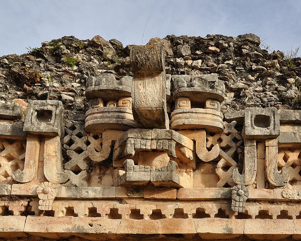 Détail du palais de Labna – masque de Chaac