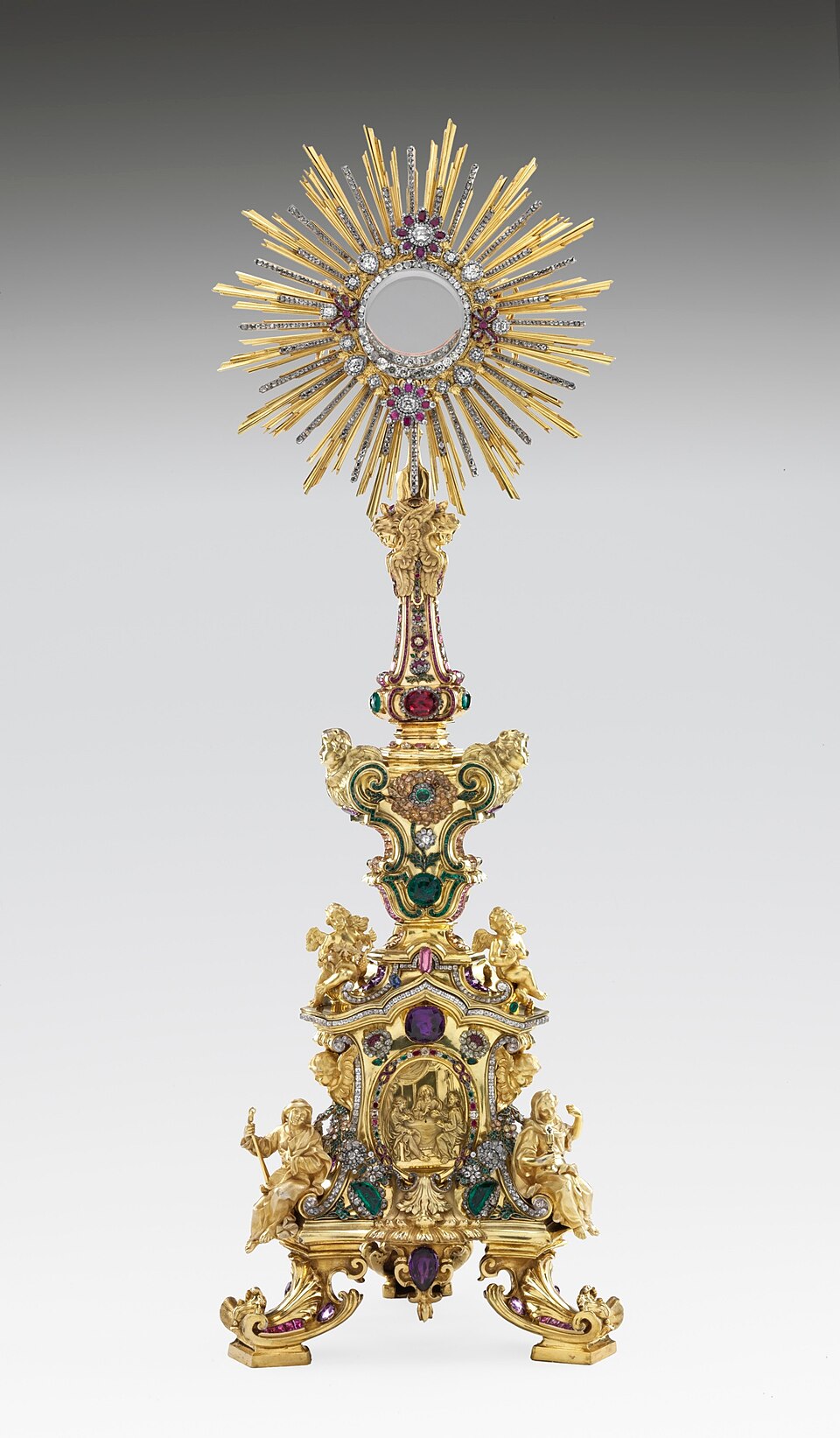 Ostensoir de Bemposta ; argent doré du XVIIIe siècle, diamants, émeraudes, rubis, etc. Musée national d'art ancien, Portugal.