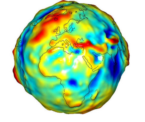 Image d'un globe combinant couleur et topographie.