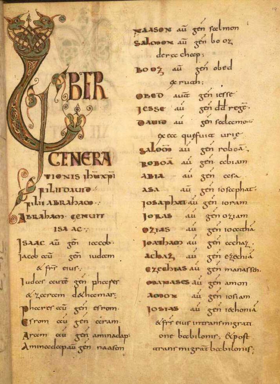 Version carolingienne du style insulaire — comparer le « Liber generationis ... » ci-dessus.