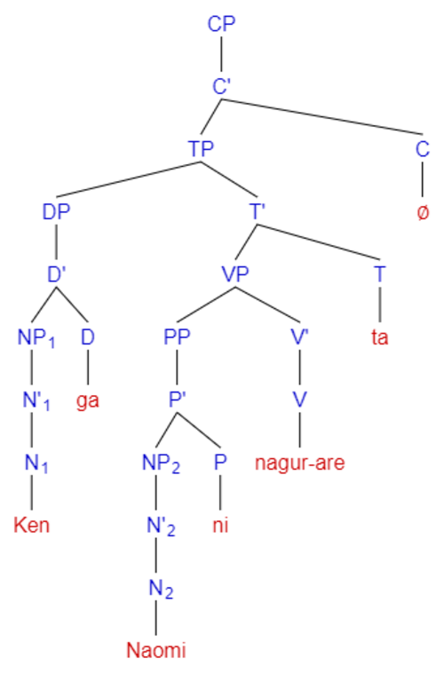 Structure arborescente de la phrase à la voix passive directe