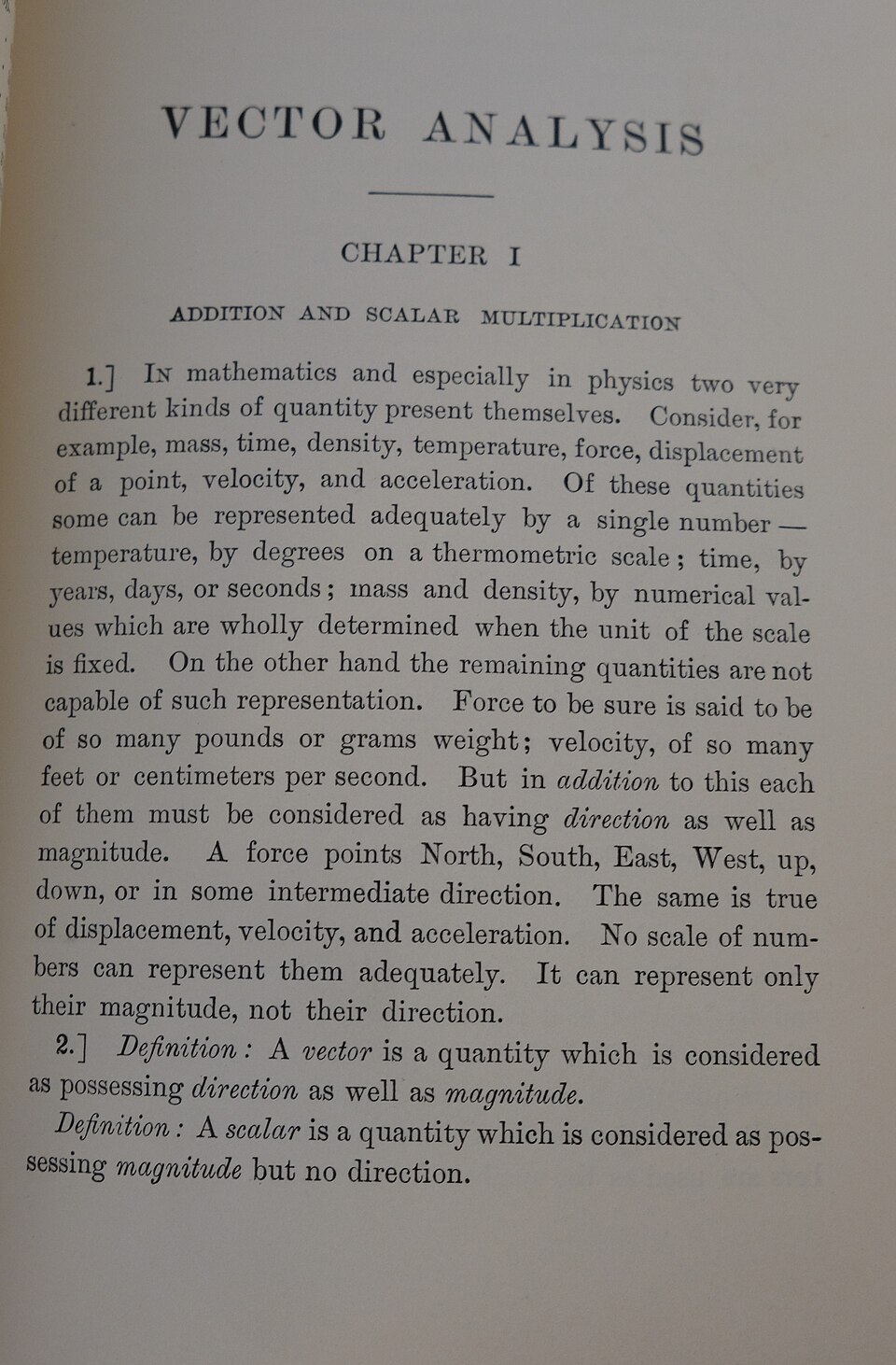 Première page de l'analyse vectorielle (1907)