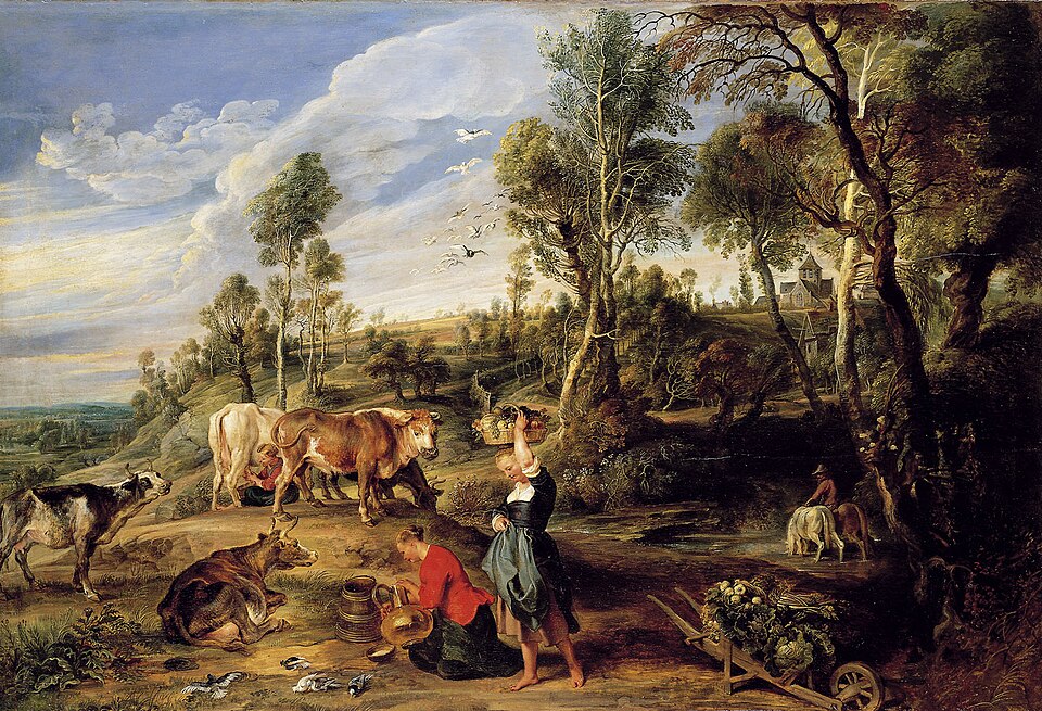 Pierre Paul Rubens, Laitières avec bétail dans un paysage, « La Ferme de Laken », vers 1617-1618