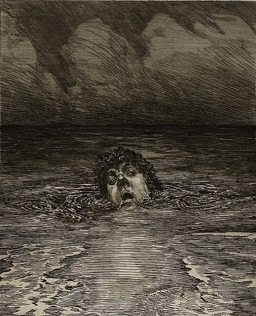 La Chute, de la série Une vie, Opus VIII, n° 12 (1884), eau-forte et pointe sèche, 27,6 × 22,8 cm, Art Institute of Chicago, don de Jack Daulton