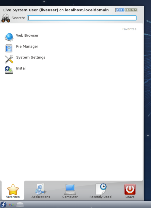 Lanceur d'applications Kickoff dans KDE SC 4