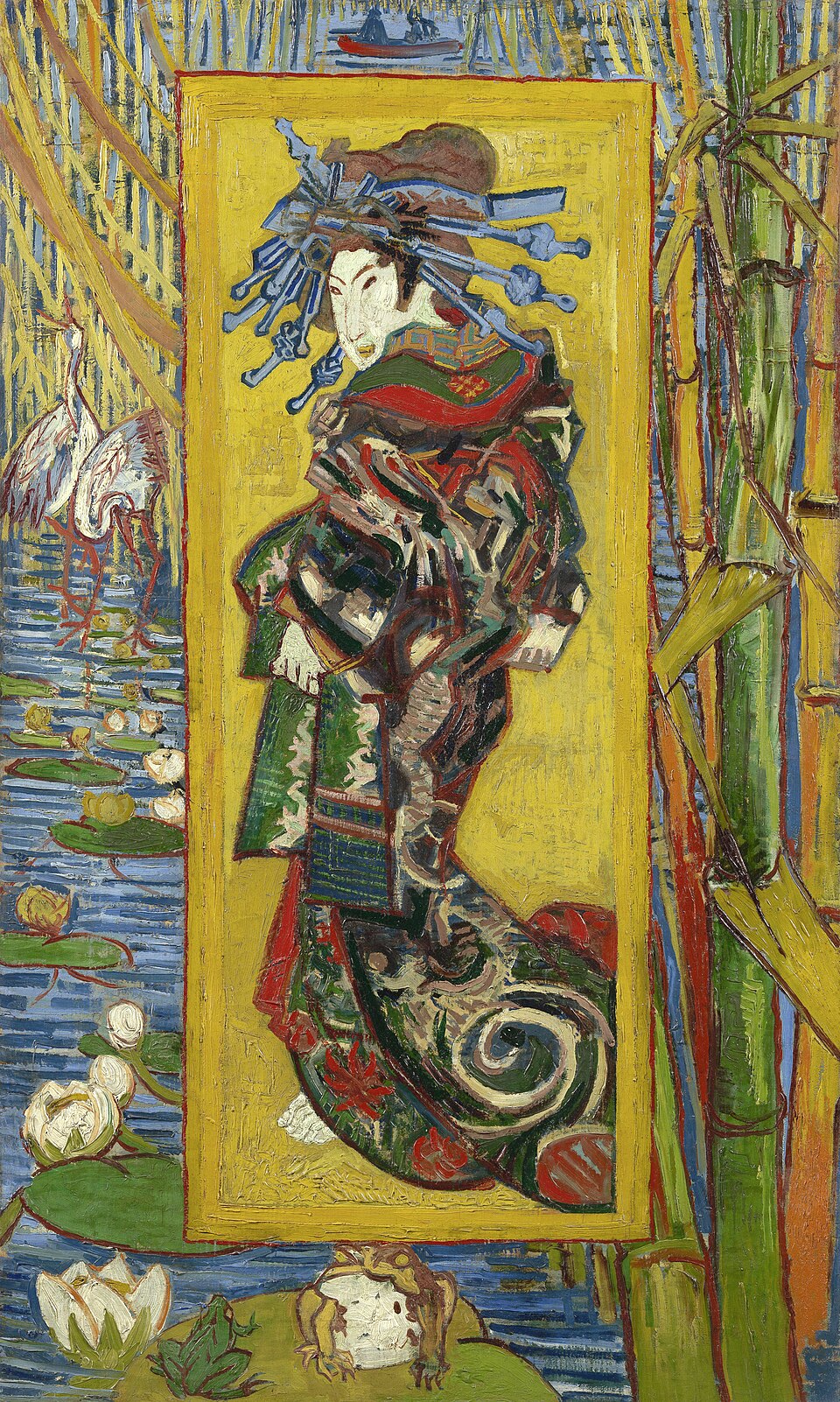 Une Japonaise regarde vers la gauche dans une estampe de style Ukiyo-e