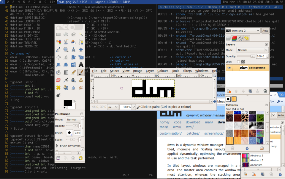 Gestionnaire de fenêtres en mosaïque dwm