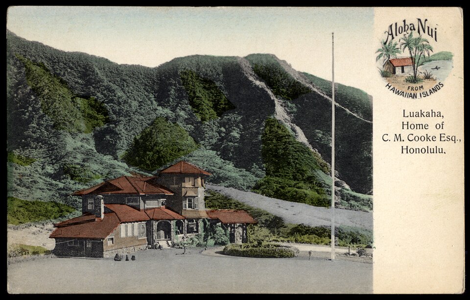 Carte postale hawaïenne Aloha nui c. 1908