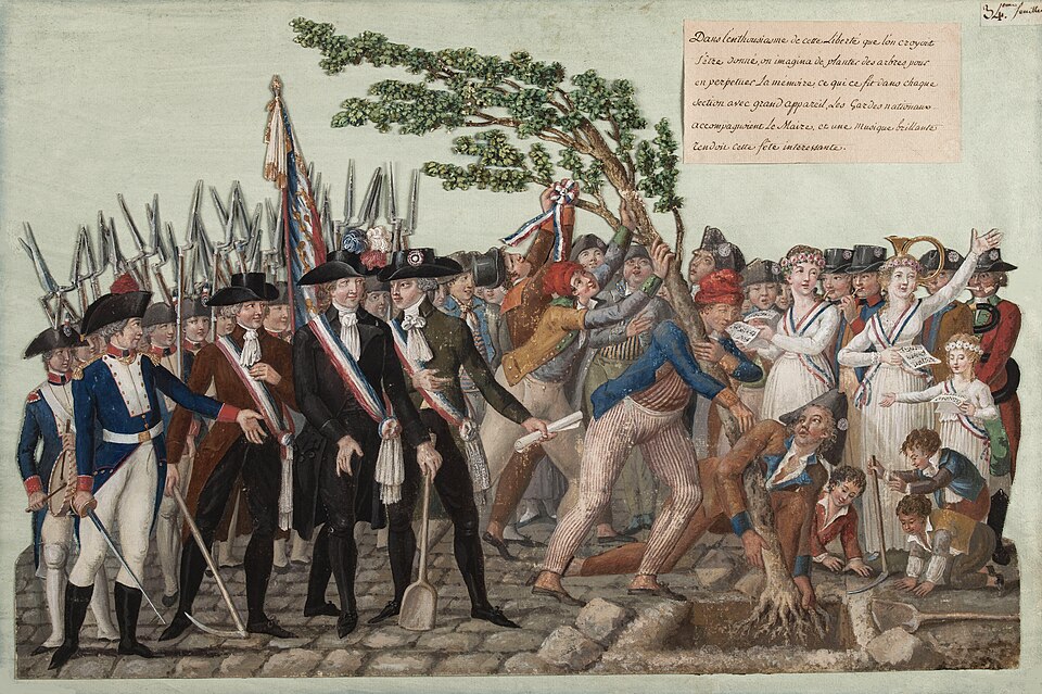 Planter un arbre de la liberté pendant la Révolution française. Jean-Baptiste Lesueur, 1790