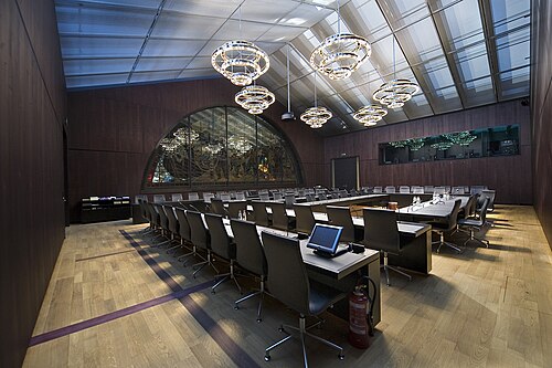 Une salle de réunion, au Palais fédéral suisse à Berne.
