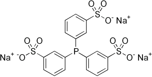 Le sel trisodique de l'acide 3,3′,3′′-phosphanetriyltris(benzènesulfonique) est un dérivé de la phosphine mère.